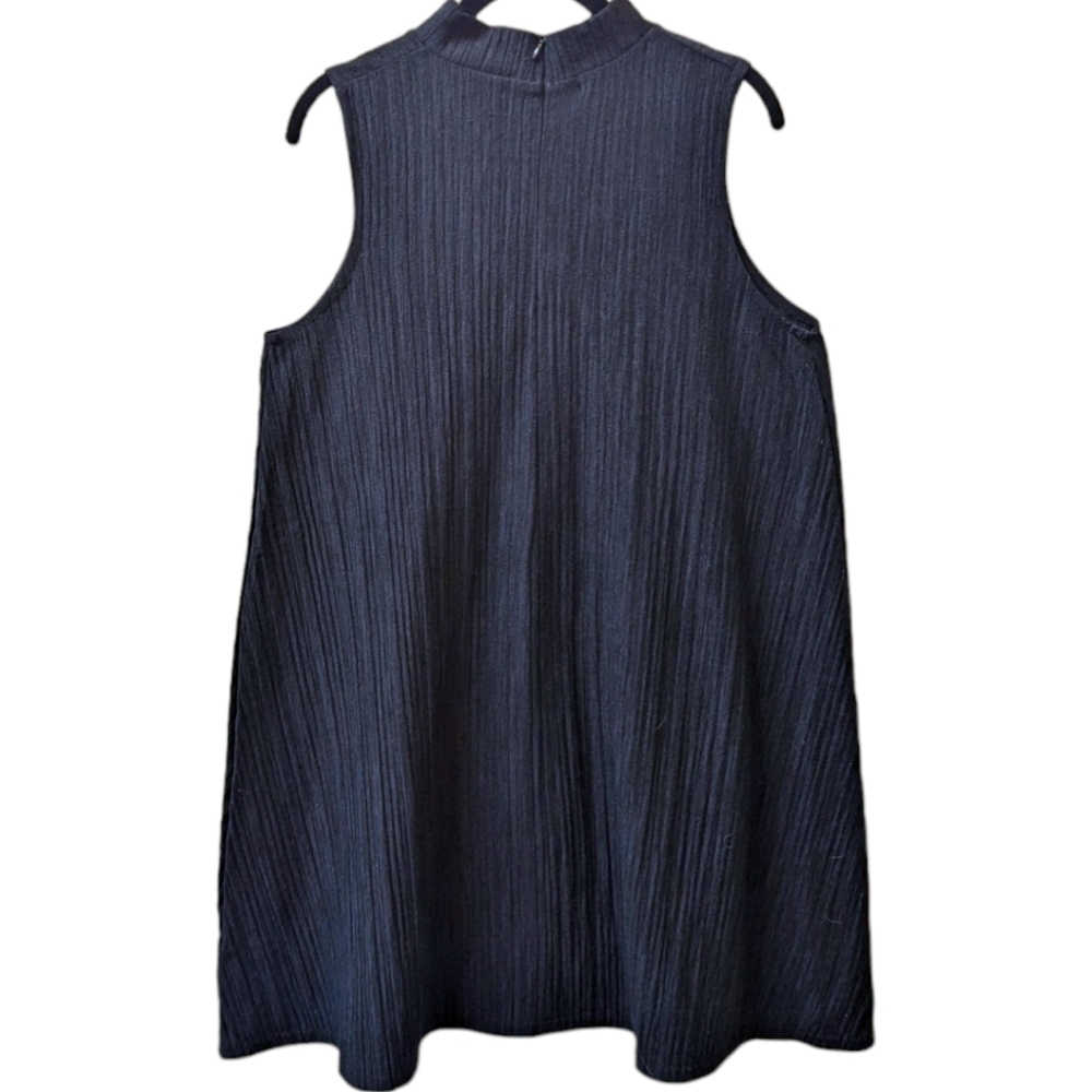 Kersh Black Sleeveless Ribbed Crinkle Tunic Top (M) - Picture 2 of 7